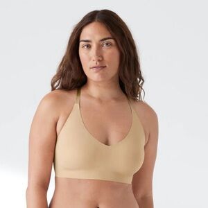 True & Co. True Body Triangle Lace Racerback Bra - size Large - Desert